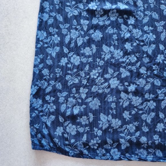 Vintage 90s Faded Glory Blue Floral Rayon Midi Tank Dress Size L - Picture 9 of 16